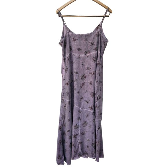 Lucky Brand Floral Print Button Down Slip Dress Women's Size XL Purple Babydoll - Picture 3 of 8